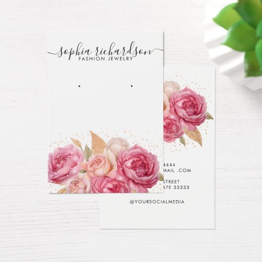 Elegante gouden bloemensieraden Oorbel Display Kaa Visitekaartje (Bureau)