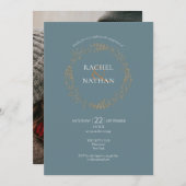 Elegante gouden bloemenslingers trouwuitnodiging kaart (Voorkant / Achterkant)