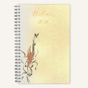 Elegante gouden bloemenspiraal notebook notitieboek