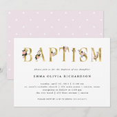 Elegante gouden bloementekst | doop kaart (Voorkant / Achterkant)