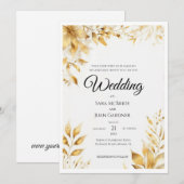Elegante Gouden Bloemhuwelijk Kaart (Voorkant / Achterkant)