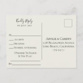 Elegante gouden bloemige botanische trouw-RSVP Uitnodiging Briefkaart (Achterkant)