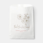 Elegante gouden bloemige bruidsdouche bedankje bedankzakje (Voorkant)