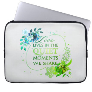 Elegante Gouden Bloemige Citaat Kunst Laptop Sleeve