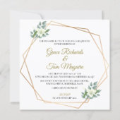 Elegante gouden bloemige groene geometrische trouw kaart