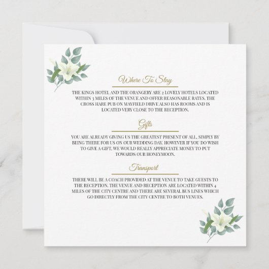 Elegante gouden bloemige groene geometrische trouw kaart (Achterkant)