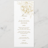 Elegante Gouden Bloemige Pioen Huwelijk Menu (Voorkant)