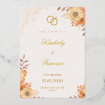 Elegante Gouden Bloemige Save The Date Trouw Uitno