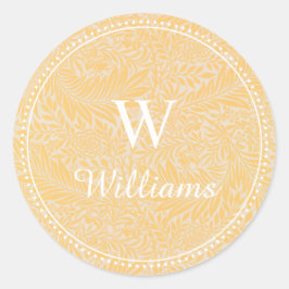 Elegante  gouden bloemige stippelrand ronde sticker