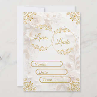 Elegante gouden bloemige trouwuitnodiging 5x7 kaar kaart