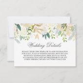 Elegante Gouden Bloemige Waterverf Bruiloftdetails Kaart (Voorkant)