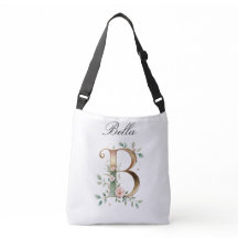 Elegante Gouden Bloemletter B Schoudertas