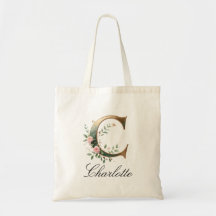 Elegante gouden bloemletter C monogram schoudertas