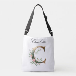 Elegante Gouden Bloemletter C Schoudertas Crossbody Tas