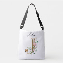 Elegante Gouden Bloemletter J Schoudertas