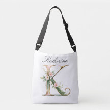 Elegante Gouden Bloemletter K Schoudertas