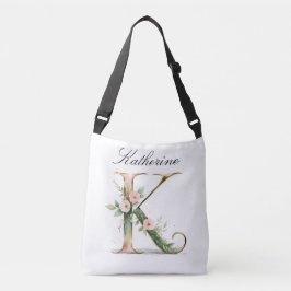 Elegante Gouden Bloemletter K Schoudertas Crossbody Tas
