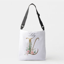 Elegante Gouden Bloemletter L Schoudertas