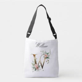 Elegante Gouden Bloemletter W Schoudertas Crossbody Tas