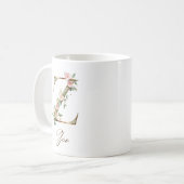 Elegante gouden bloemletter Z monogram mok (Voorkant links)
