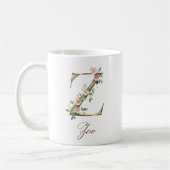 Elegante gouden bloemletter Z monogram mok (Links)