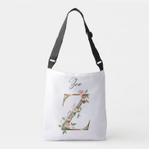 Elegante Gouden Bloemletter Z Schoudertas