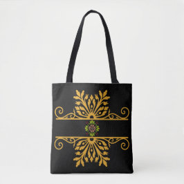 Elegante Gouden Bloemornament Barokstijl Tote Bag