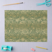 Elegante gouden bloempaisley op groene achtergrond tissuepapier (Craft)
