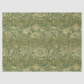 Elegante gouden bloempaisley op groene achtergrond tissuepapier (Voorkant)