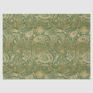 Elegante gouden bloempaisley op groene achtergrond tissuepapier