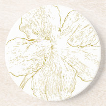 Elegante Gouden Bloemrijke Abstracte Lijnkunst