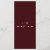 Elegante gouden bloemrijke diepe bordeauxrode trou menu (Achterkant)