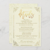 Elegante gouden bloemrijke kader trouwrichtingsdet kaart (Voorkant / Achterkant)