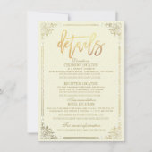 Elegante gouden bloemrijke kader trouwrichtingsdet kaart (Voorkant)