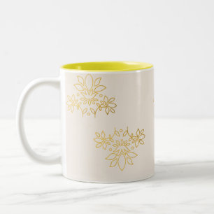 Elegante gouden bloemrijke koninklijke lotus keram tweekleurige koffiemok