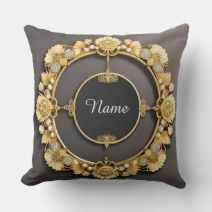 Elegante Gouden Bloemrijke Lijst Kussen