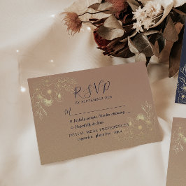 Elegante gouden bloemrijke moderne trouw-RSVP kaar RSVP Kaartje