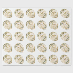 Elegante Gouden Bloemrijke Monogram Huwelijk Cadeaupapier