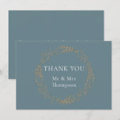 Elegante gouden bloemslinger van laurier bedankkaart (Voorkant / Achterkant)