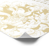 Elegante gouden bloemstuk bruiloft zitplaatsen poster (Hoek)
