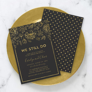 Elegante Gouden Bloemstuk We Still Do Jubileum Kaart