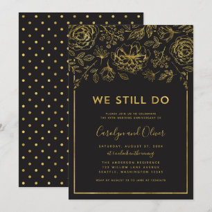 Elegante Gouden Bloemstuk We Still Do Jubileum Kaart
