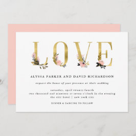 Elegante gouden bloemtekst | Liefde bruiloft Kaart