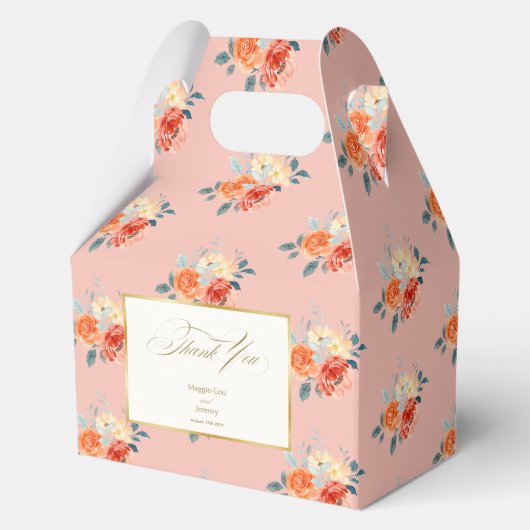 Elegante gouden blos bloemenbruiloft bedankt bedankdoosjes (Voorkant)