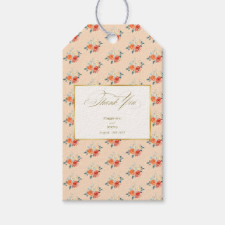 Elegante gouden blos bloemenbruiloft bedankt cadeaulabel