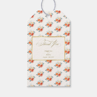 Elegante gouden blos bloemenbruiloft bedankt cadeaulabel