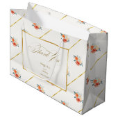 Elegante gouden blos bloemenbruiloft bedankt groot cadeauzakje (Voorkant Gekanteld)
