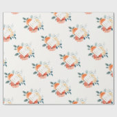 Elegante gouden blos bloemenscript bruiloft cadeaupapier (Vlak)