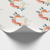 Elegante gouden blos bloemenscript bruiloft cadeaupapier (Hoek)