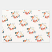 Elegante gouden blos bloemenscript bruiloft inpakpapier vel (Voorkant 2)